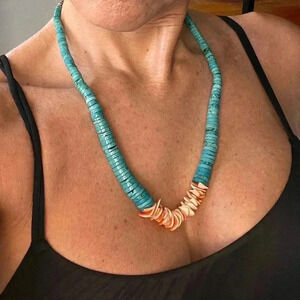 Vintage Jacla jocla Pueblo reishi Turquoise Navajo native american Necklace 74g